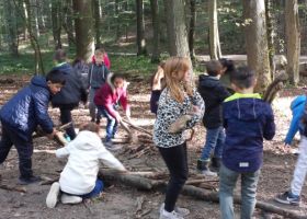 Die Viertklässler der PGS bei den Waldspielen im Burgauer Wald